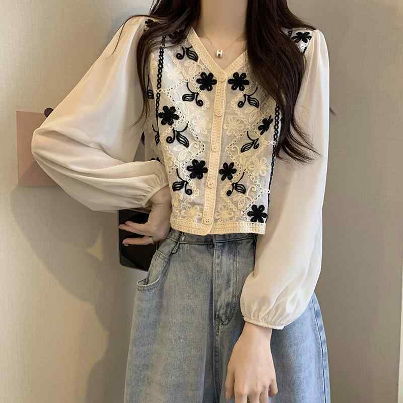 シャツ レディース 春夏 Vネック 小花柄 シフォンブラウス ボヘミアン 紫外線対策 冷房対策 カーディガン トップス ウエストシェイプ