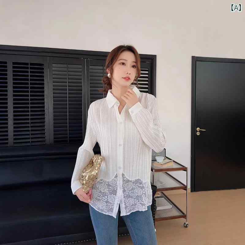 シャツ レディース 春秋 薄手 デザイン ギャザー レース 花柄 トップス ジャケット アウター