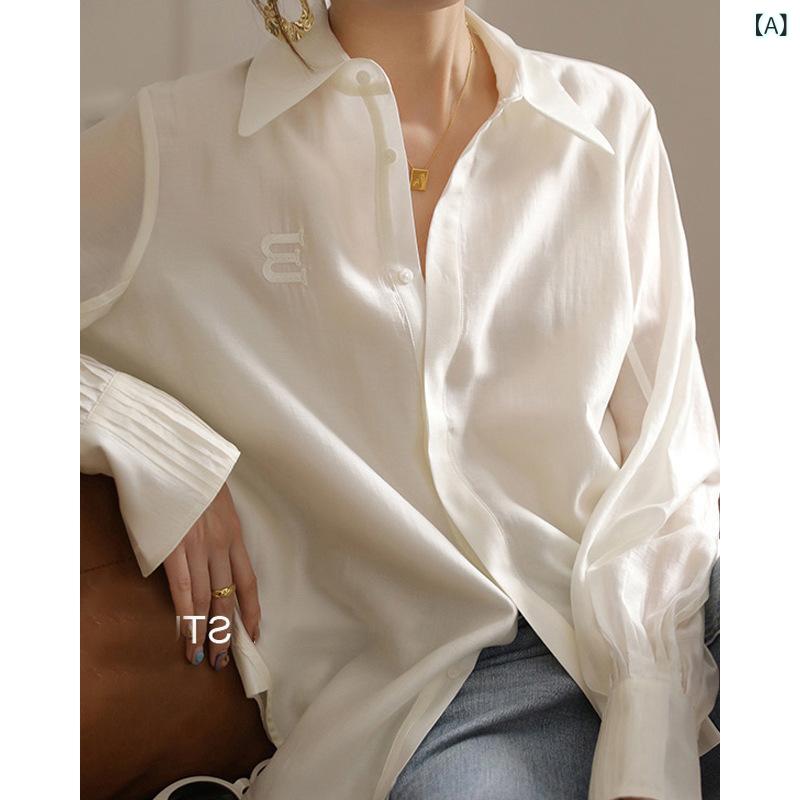 シャツ レディース 春秋 接触冷感 再生繊維 ブラウス エレガント きれいめ オフィス カジュアル