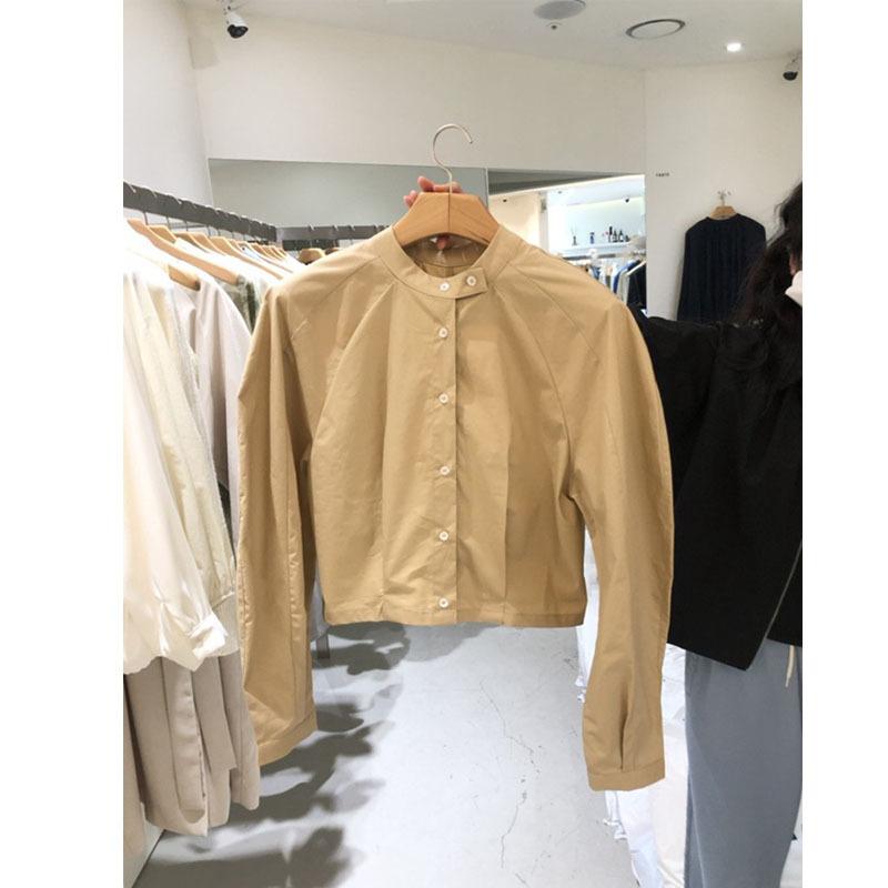 シャツ レディース 春物 長袖 ブラウス 丸襟 無地 ゆったり 体型カバー ショート丈 トップス 春夏 かわいい おしゃれ オフィスカジュアル 通勤 普段使い2