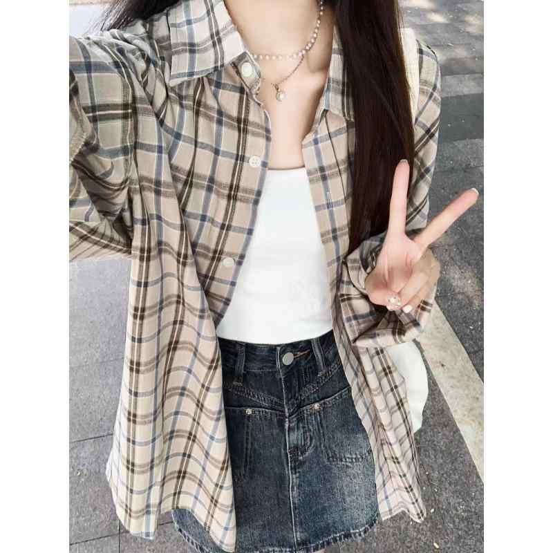 シャツ レディース 韓国風 ゆったり カジュアル シャツ ブラウス 羽織り 冷房対策 紫外線対策 レトロ ブルー オフホワイト