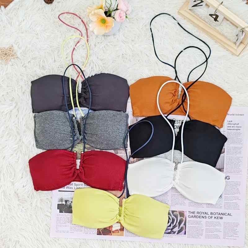 キャミソール レディース 春夏 アメリカンスタイル チューブトップ ブラパッド付き バイカラー 接触冷感 裹胸