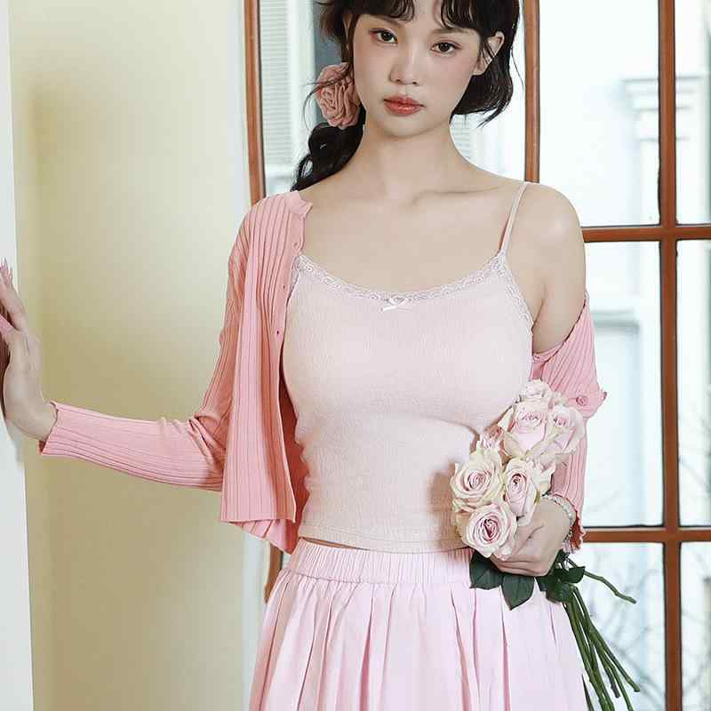 キャミソール レディース 春夏 接触冷感 肌触り良い レース 小花柄 インナー トップス