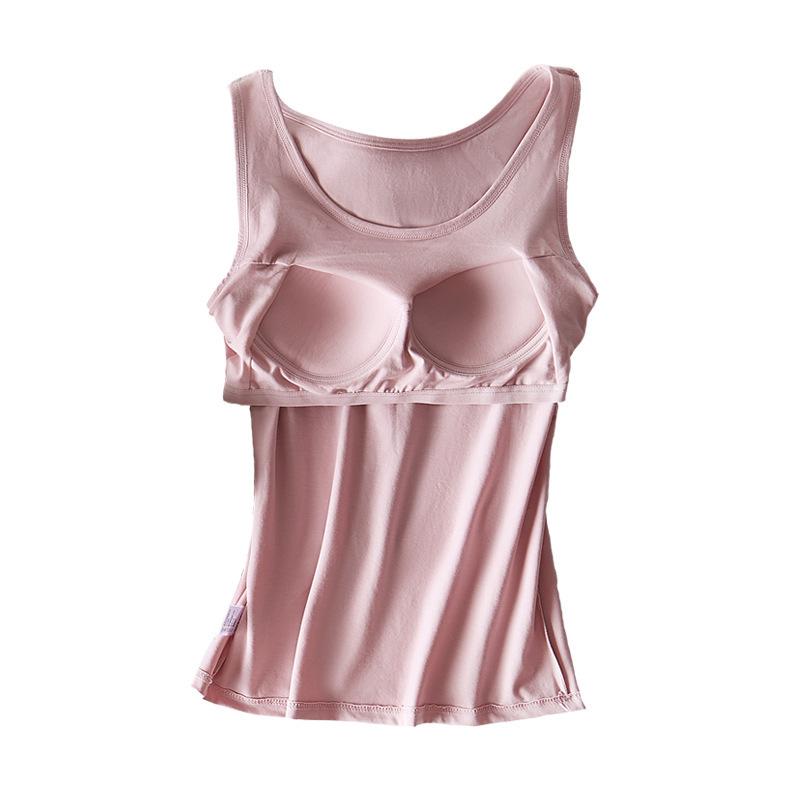 タンクトップ レディース 夏 ブラパッド付き ヨガ スポーツ インナー 95%綿 ノンワイヤー ブラ 一体型