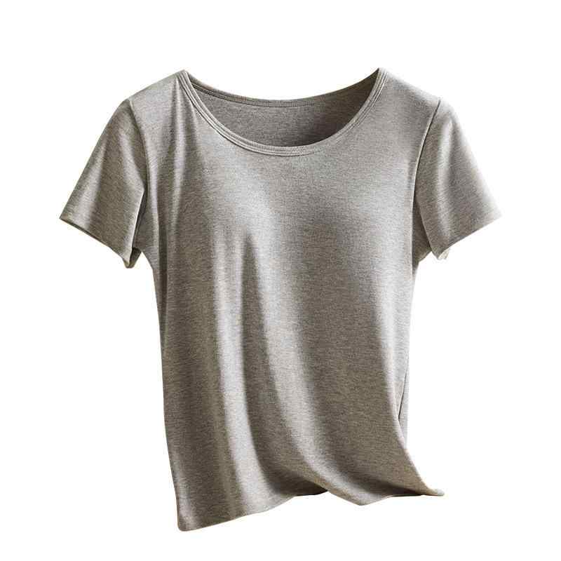 Tシャツ レディース 半袖 カップ付き ノンワイヤー ブラトップ 一体型 インナー トップス カットソー 背中見せ 肌着 下着 夏 接触冷感 吸湿速乾 ストレッチ 伸縮性