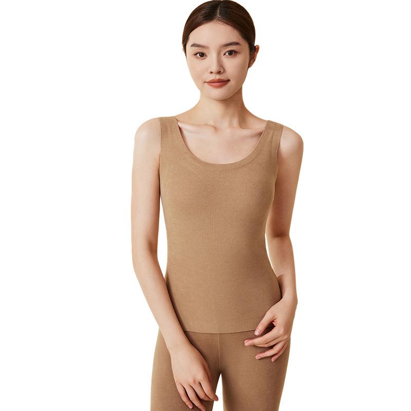 タンクトップ レディース 椰油 肌に優しい あったかインナー パッド付き 黒 绷帯 美背 ノースリーブ ト..