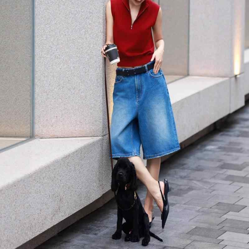 セットアップ レディース ファッション 紺色 ウール ベスト 白 ハーフパンツ