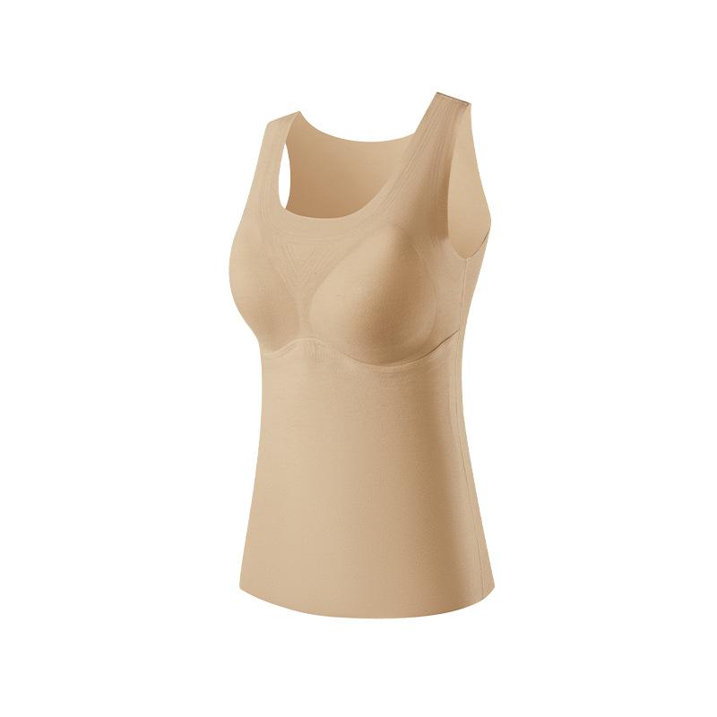 タンクトップ レディース 無縫製 接触冷感 レース 花柄 襟ぐり 広め インナー カップ付き あったか 保温