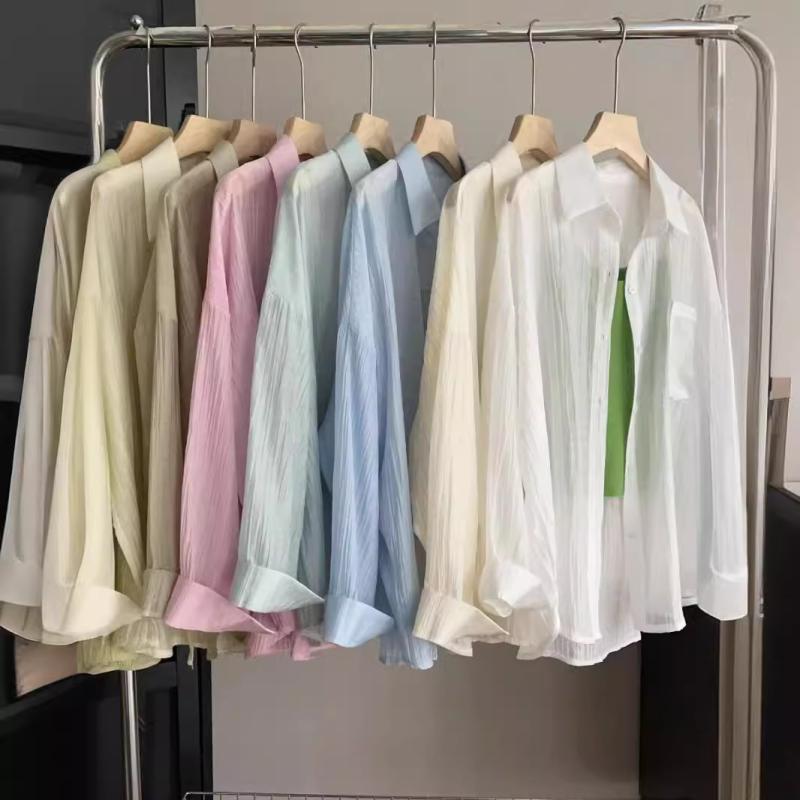 シャツ レディース 接触冷感 ゆったりサイズ 冷房対策 薄手 トップス ブラウス アウター 羽織り 紫外線対策 日焼け防止
