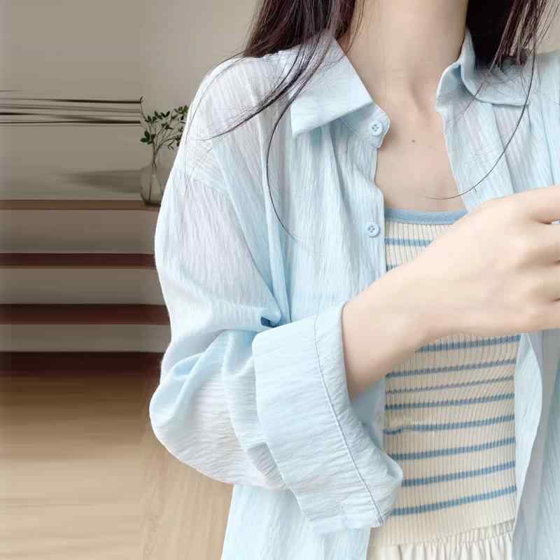 シャツ レディース 韓国風 接触冷感 薄手 カーディガン ブラウス 紫外線対策 冷房対策 ミドル丈 ゆったり