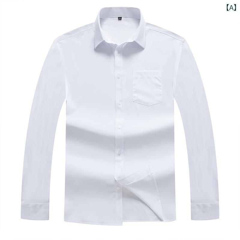 シャツ メンズ 男性用 長袖 半袖 純白 加肥 加大号 ビジネス ゆったり 春秋