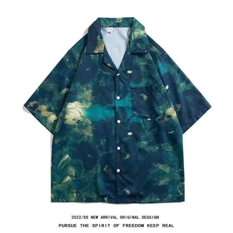 シャツ 男性用 半袖 キューバシャツ アロハシャツ ビーチ リゾート 日系 レトロ 春夏