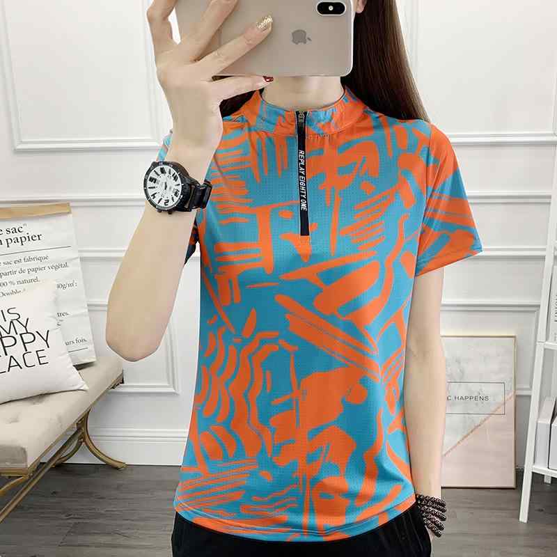 Tシャツ レディース ストレッチ ラウンドネック 迷彩柄 吸湿速乾 接触冷感 アウトドア スポーツ ウェア トレーニング ランニング 半袖