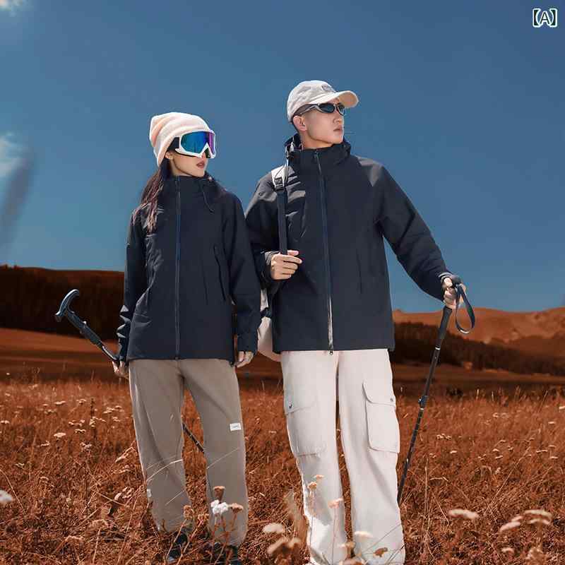 マウンテンパーカー レディース 防風 登山服 三合一 小柄な方向け アウトドア ジャ...