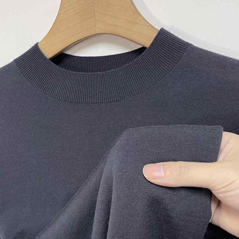 Tシャツ メンズ 男性用 春秋 ファッション 長袖 ウール セーター 洗濯機洗い可能 防縮加工 ピュアウール ニット