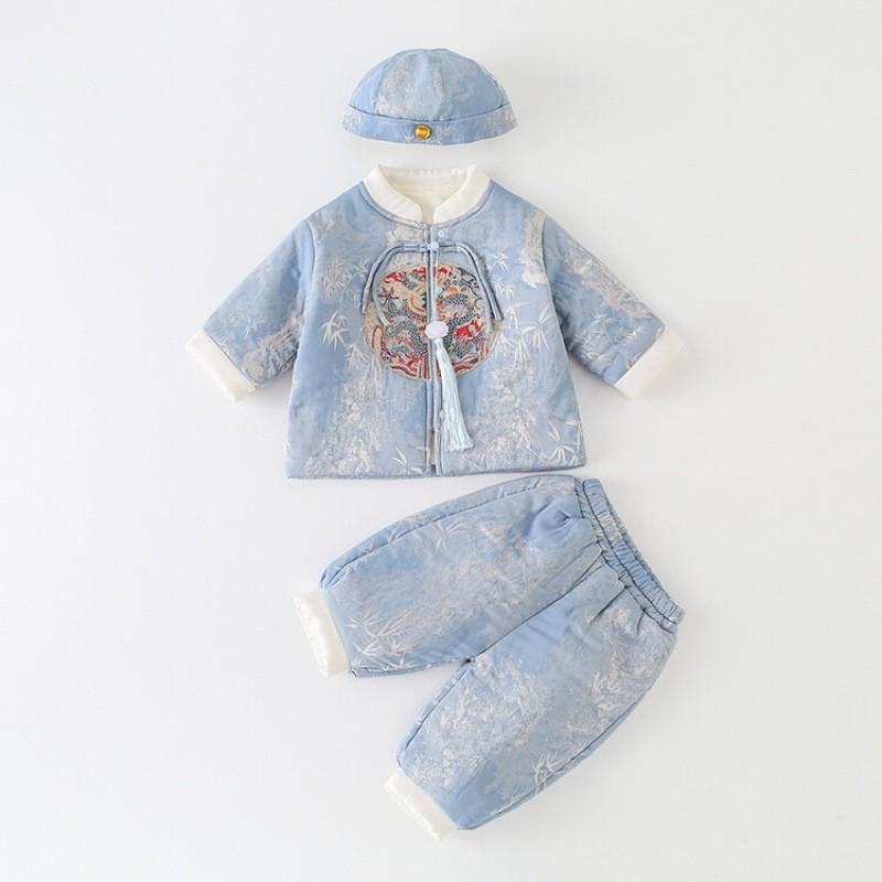 Kimono （For Girls） - キッズ 男の子 セットアップ 秋冬物 中国風 子供服 上着 ズボン 裏起毛 2点セット