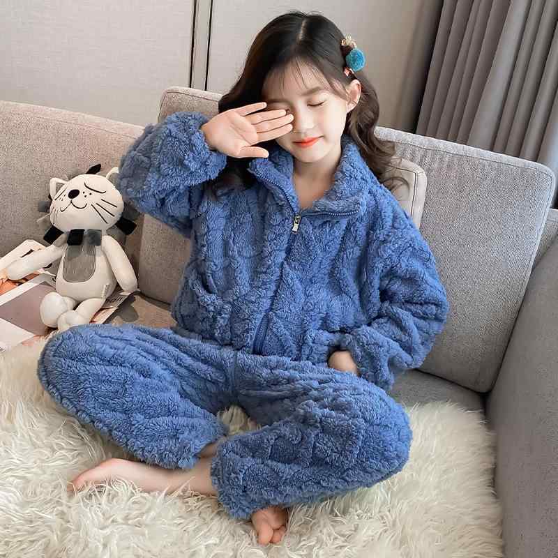 パジャマ キッズ 男の子 女の子 秋冬 ルームウェア 上下セット 厚手 暖かい 柔らかい サンゴフリース