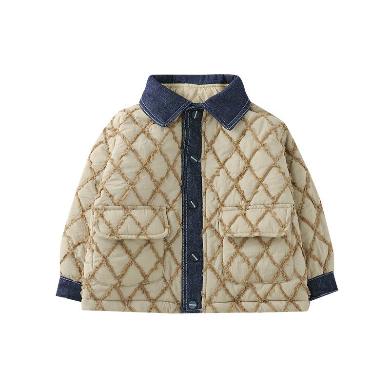 シャツ キッズ 冬服 裏地付き 厚手 デニム 切り替え 暖かい 防寒 アウター 子供服 ...