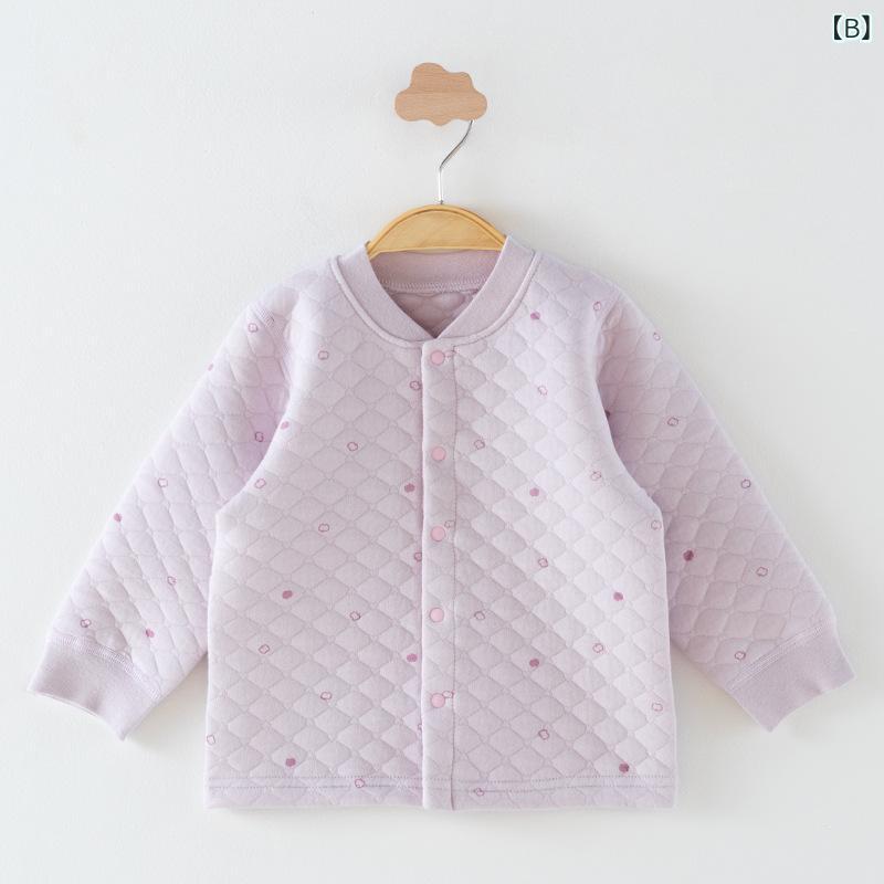 ソファポテトのベビー服 男の子 秋冬 三層 夹棉 上 儿童 打底 内着 秋衣 カーディガン A类 加厚 保温 衣服｜アングル2