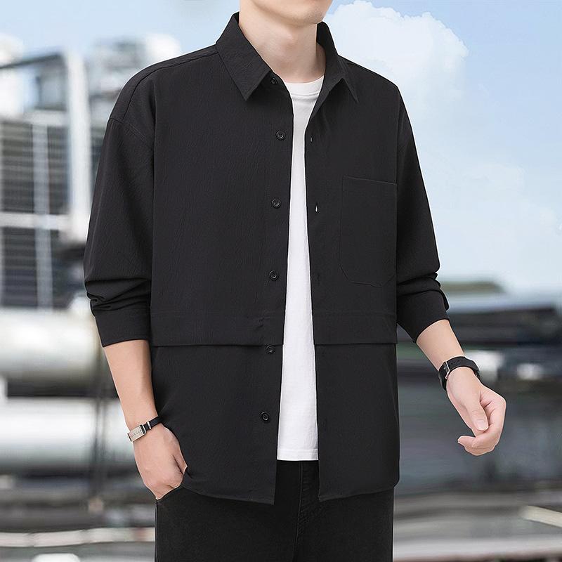 Other - シャツ 男性用 長袖 無地 薄手 宽松 カジュアル シャツジャケット アウター 普段使い
