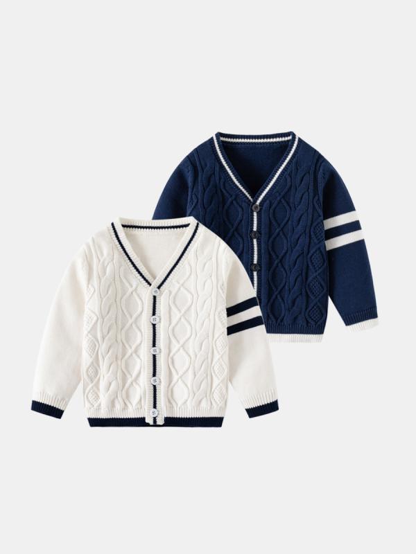 キッズ ニット カーディガン 男の子 子供服 コットン 粗編み シングルブレスト 欧美風