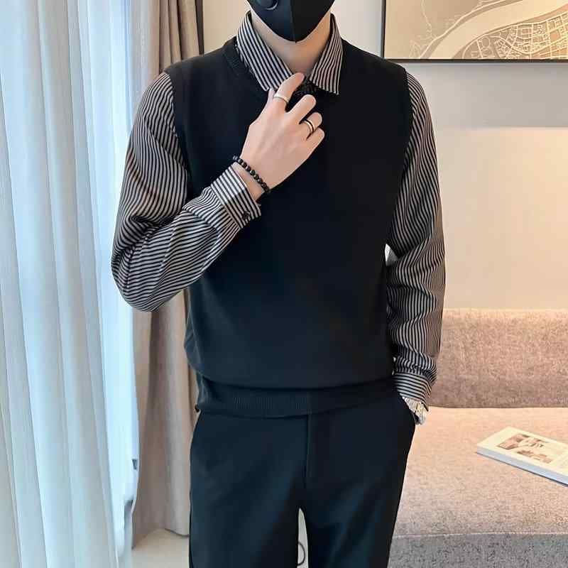 シャツ メンズ 長袖 ストライプ 薄手 大きいサイズ トップス ポロシャツ 陽イオン カットソー