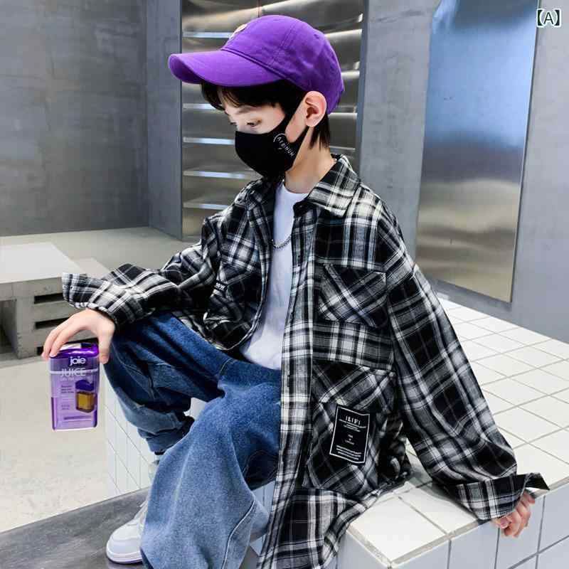 シャツ キッズ 男の子 子供服 長袖 シャツアウター おしゃれ 羽織りもの スプリングコート