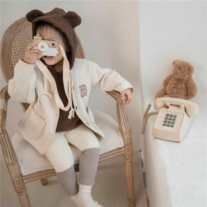 子供服 ジャケット ベビー服 秋冬 シングルブレスト カーディガン 韓国風 刺繍 クマ コーデュロイ 男の子 秋服 かわいい2