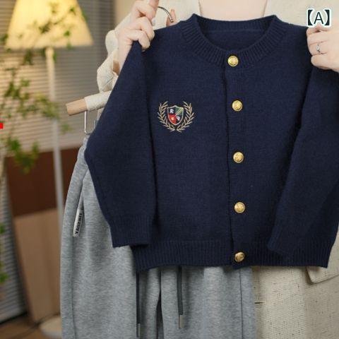 カーディガン キッズ 春夏 子供 男女兼用 レトロ ニット トップス 男の子 女の子 かわいい おしゃれ 通園 通学 普段使い