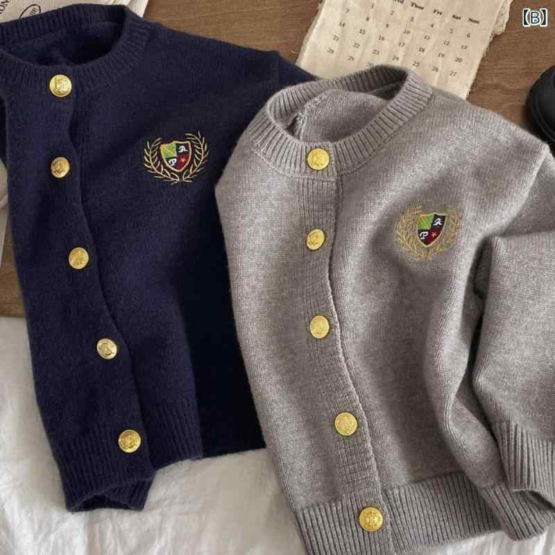 カーディガン キッズ 春夏 子供 男女兼用 レトロ ニット トップス 男の子 女の子 かわいい おしゃれ 通園 通学 普段使い