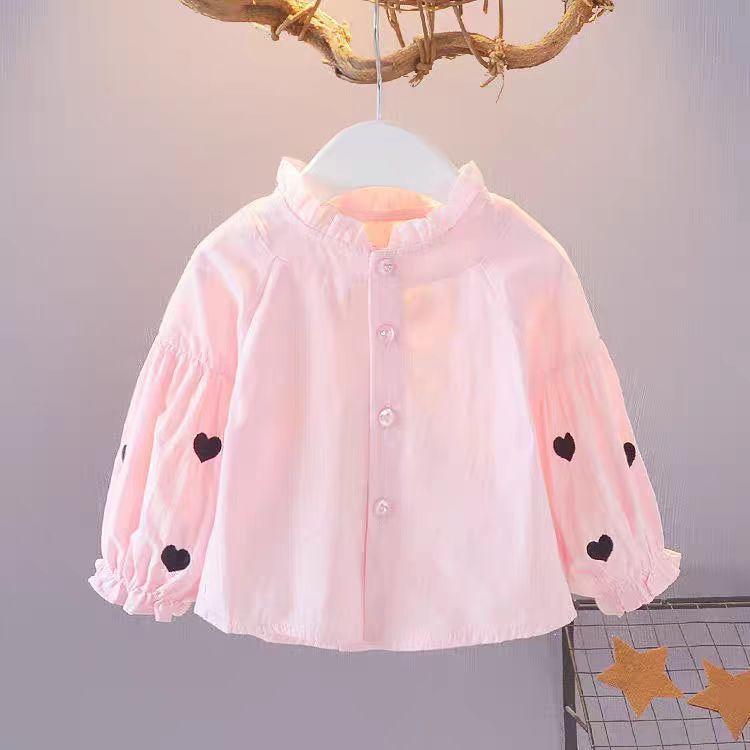 シャツ ガールズ 韓国風 長袖 カジュアル 薄手 ファッション 子供服 トップス ベビー 小学生 幼稚園 保育園