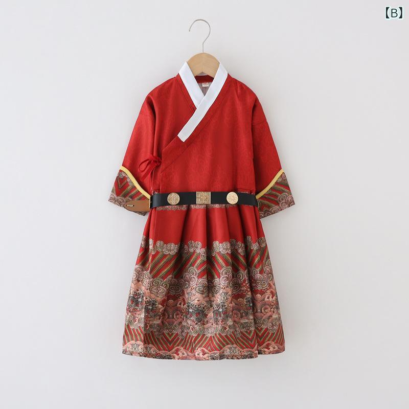 子供用 チャイナ風ガウン 春秋 ベビー キッズ 唐装 漢服 古典衣装 和風 イベント 写真撮影