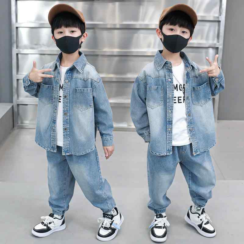 キッズ 男の子 デニム セットアップ 春秋 韓国風 かっこいい ジャケット パンツ 上下セット 子供服 ボーイズ