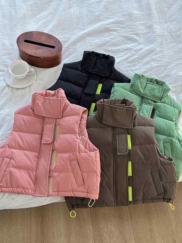 ダウンベスト 子供 親子 白ダックダウン 男女兼用 キッズ 作業着風 防寒着 チョッキ