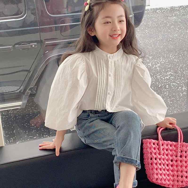 셔츠 키즈 소녀 긴소매 3세 4세 5세 6세 7세 8세 아동복 탑스 블라우스 귀여운 가을복 평상복 발표회 연주회 결혼식 궁정풍
