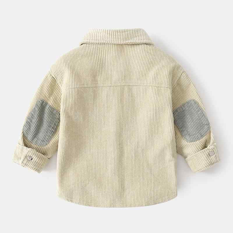 樂天商城 - 子供服 男の子 コーデュロイ シャツ 長袖 シャツ ジャケット アウター トップス アルファベット プリント 春秋