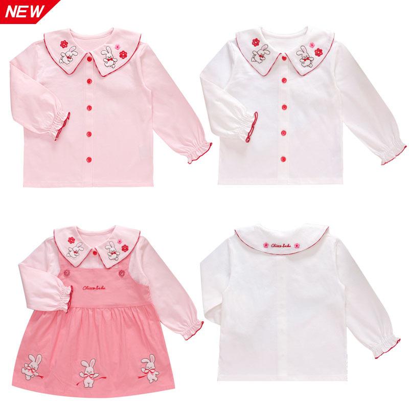 子供服 シャツ 女の子 カートゥーン 富貴ウサギ 花柄 刺繍 レース 長袖 トップス インナー かわいい
