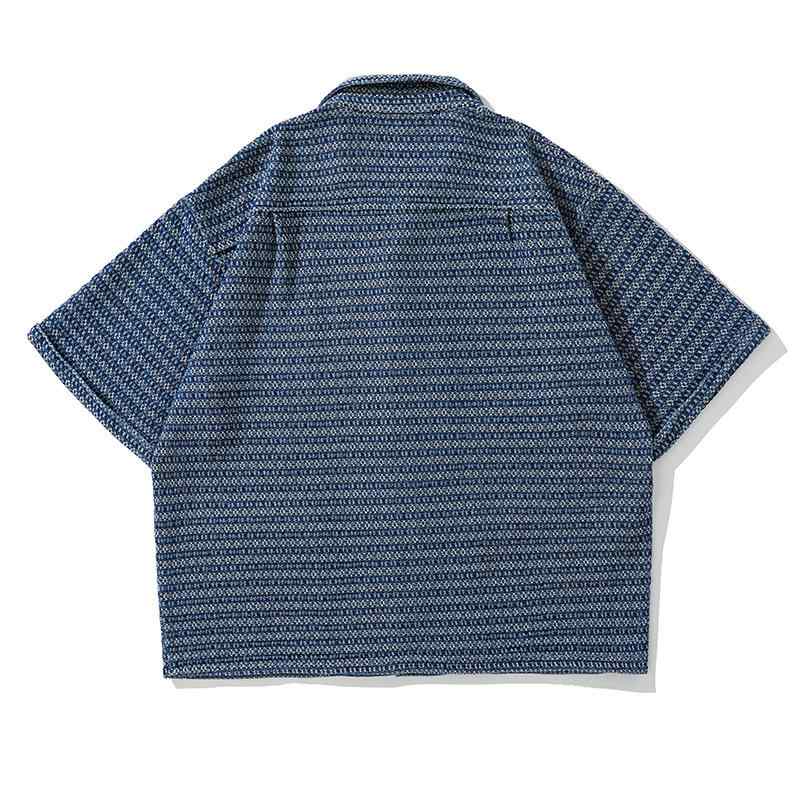 Short Sleeves （Shape Holding） - シャツ メンズ 男性用 水洗い デニム 半袖 シャツ レトロ トップス 羽織り ライトアウター
