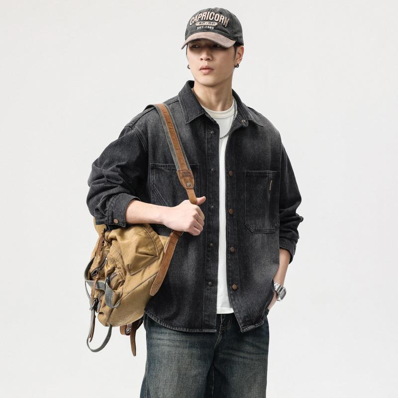 デニムジャケット メンズ Gジャン ダメージ加工 グラデーション レトロ ビンテージ ウォッシュ加工 アメカジ カジュアル トップス シャツ