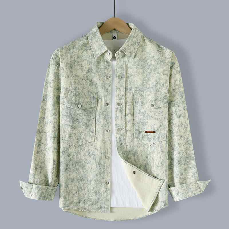 シャツ メンズ 男性用 長袖 コットン 普段使い ファッション 高品質 トップス 個性 デニム ジャケット アウター 春秋2