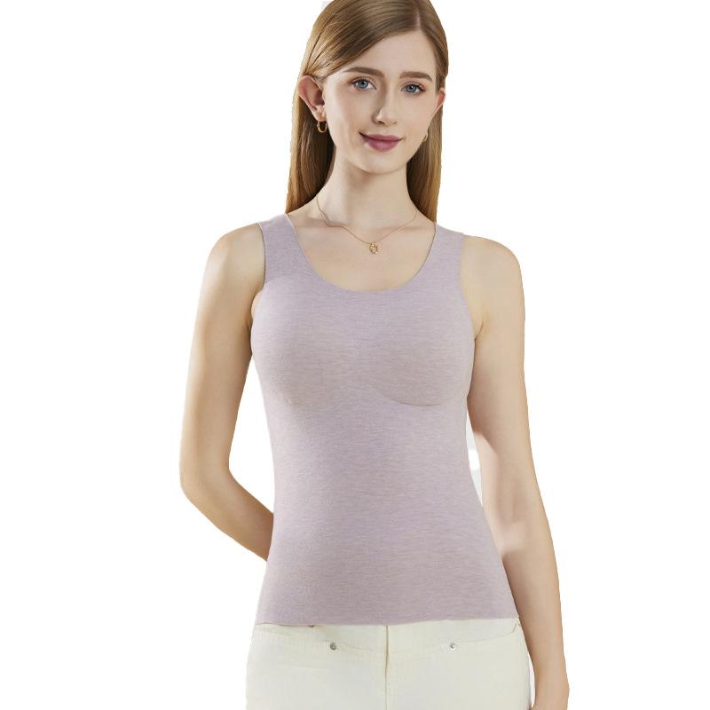 ベスト レディース 秋冬 保温 インナー カップ付き 再生繊維 裏起毛 発熱 ブラトップ ウォーマー