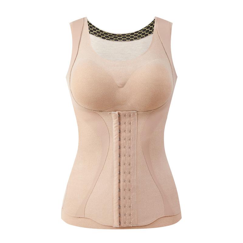 タンクトップ レディース 秋冬 羊毛 蚕糸 デロン 保温 胸パッド付き 宮廷 塑身 排扣 收腹 肌着 下着 あったかインナー2