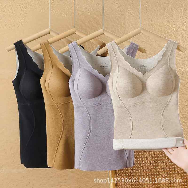 タンクトップ レディース 暖かインナー 裏起毛 トップス 肌着 無縫製 あったか デコルテ防寒