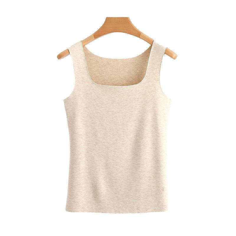 タンクトップ レディース 秋冬 A类 フレンチスタイル 隐形 方领 保暖 无痕 加绒 発熱 インナー