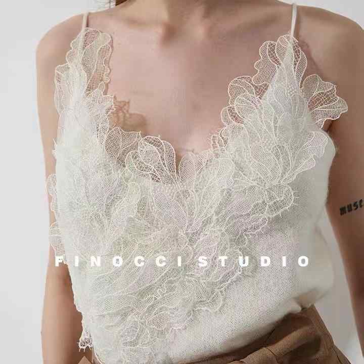 タンクトップ レディース 女性用 ノースリーブ セクシー レース 穴あき あき ウール ウール 羊毛 吊り 接触冷感 冷感 インナー