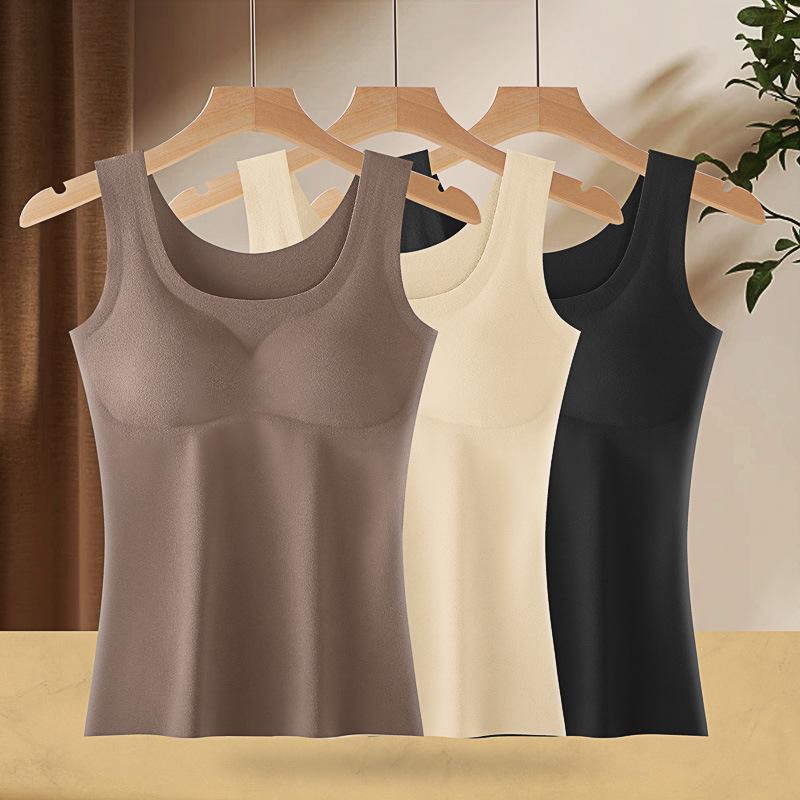 ベスト レディース 秋冬 一体式 発熱 加厚 保温 インナー 上着 ブラパッド付き あったか 肌着 部屋着 普段使い2