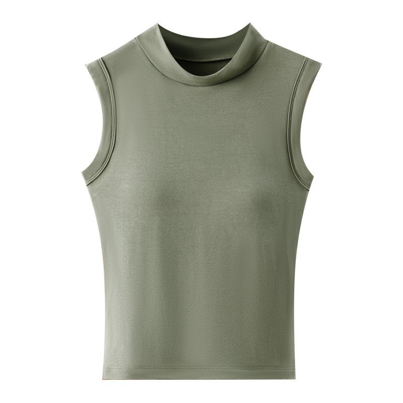 タンクトップ レディース 大きいサイズ あったかインナー 保温インナー 半高襟 ノースリーブ トップス インナー 重ね着 百搭 普段使い 部屋着 秋冬