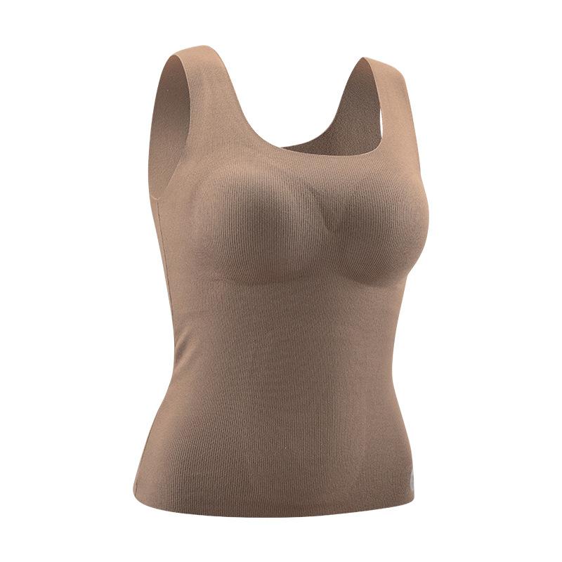 ベスト レディース 秋冬 羊毛 あったか インナー ブラトップ 胸パッド付き シームレス 肌着 混 レイヤード