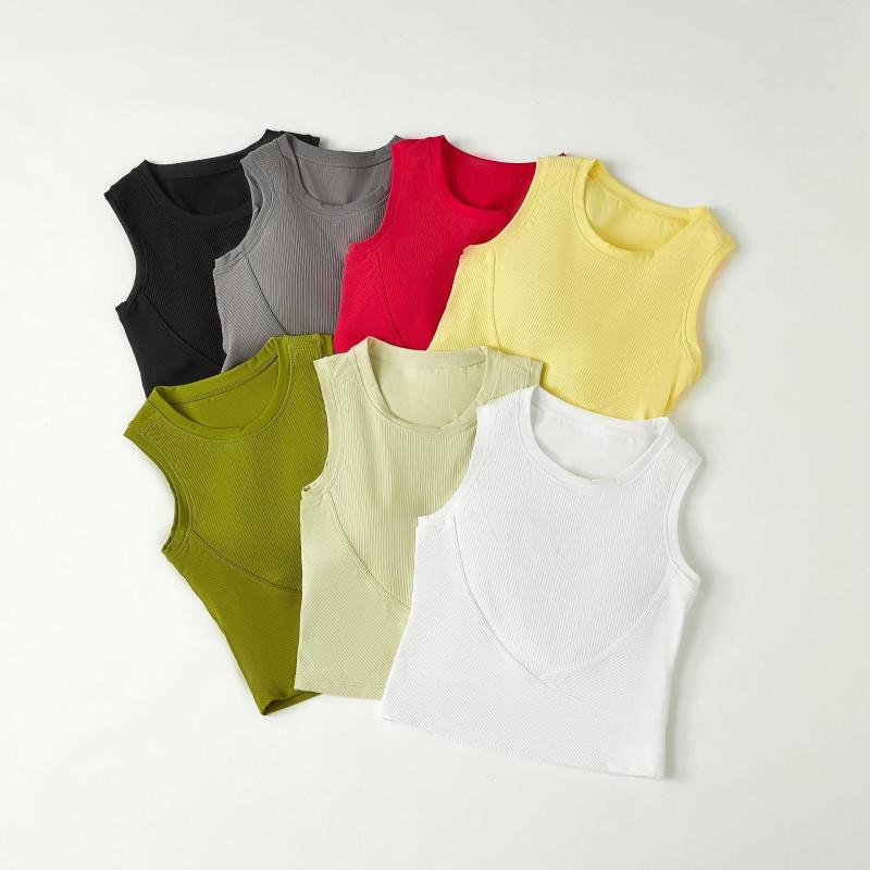 ヨガウェア レディース スポーツブラ付き タンクトップ ランニング 吸汗速乾 ノースリーブ トレーニン..