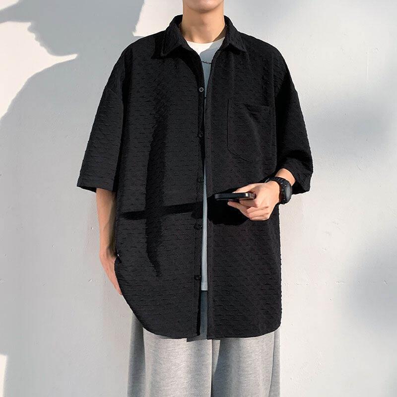 シャツ メンズ 男性用 半袖 開襟シャツ 春夏 ゆったり 大きめサイズ ドロップショルダー